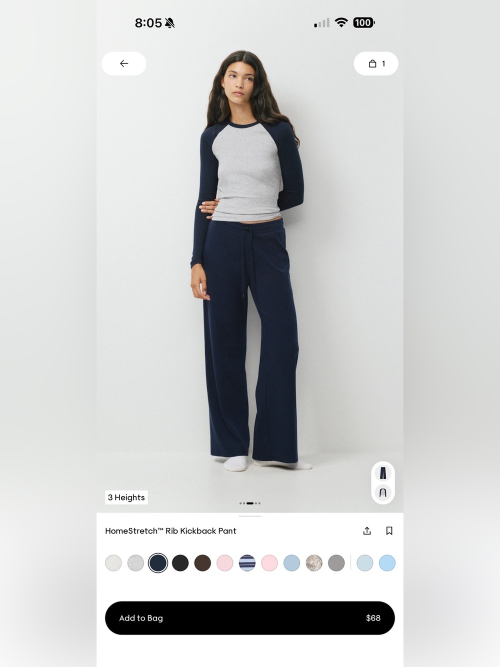 TNA Homestretch Navy Wide Leg Drawstring Lounge Pants